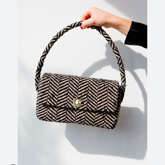 ANINE BING Nico Bag in Cream & Black Fishbone New with Tags! - Picture 5 of 16